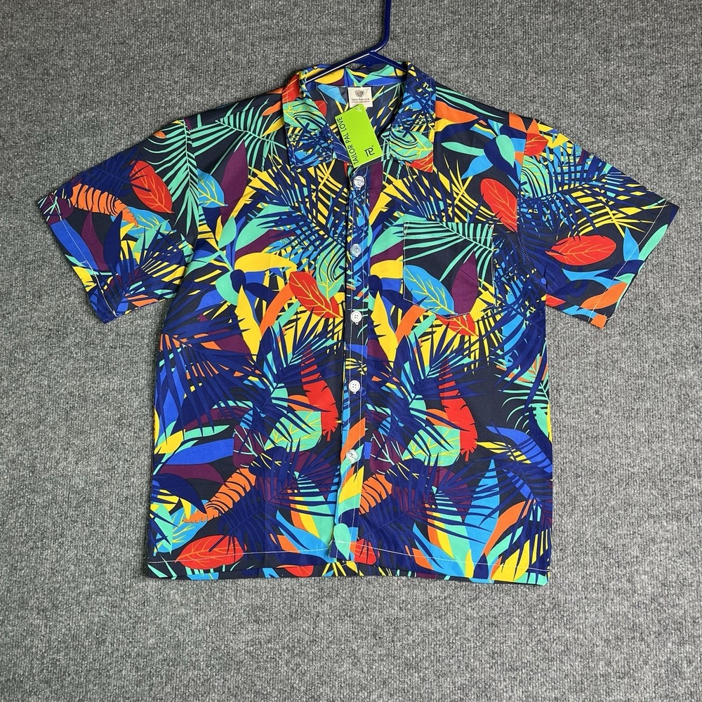 Tailor Pal Love Colorful Hawaiian Shirt Mens Large Button Up Short Sleeve - Picture 1 of 6